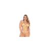 Nuisette grande taille transparente brodée jaune et string 